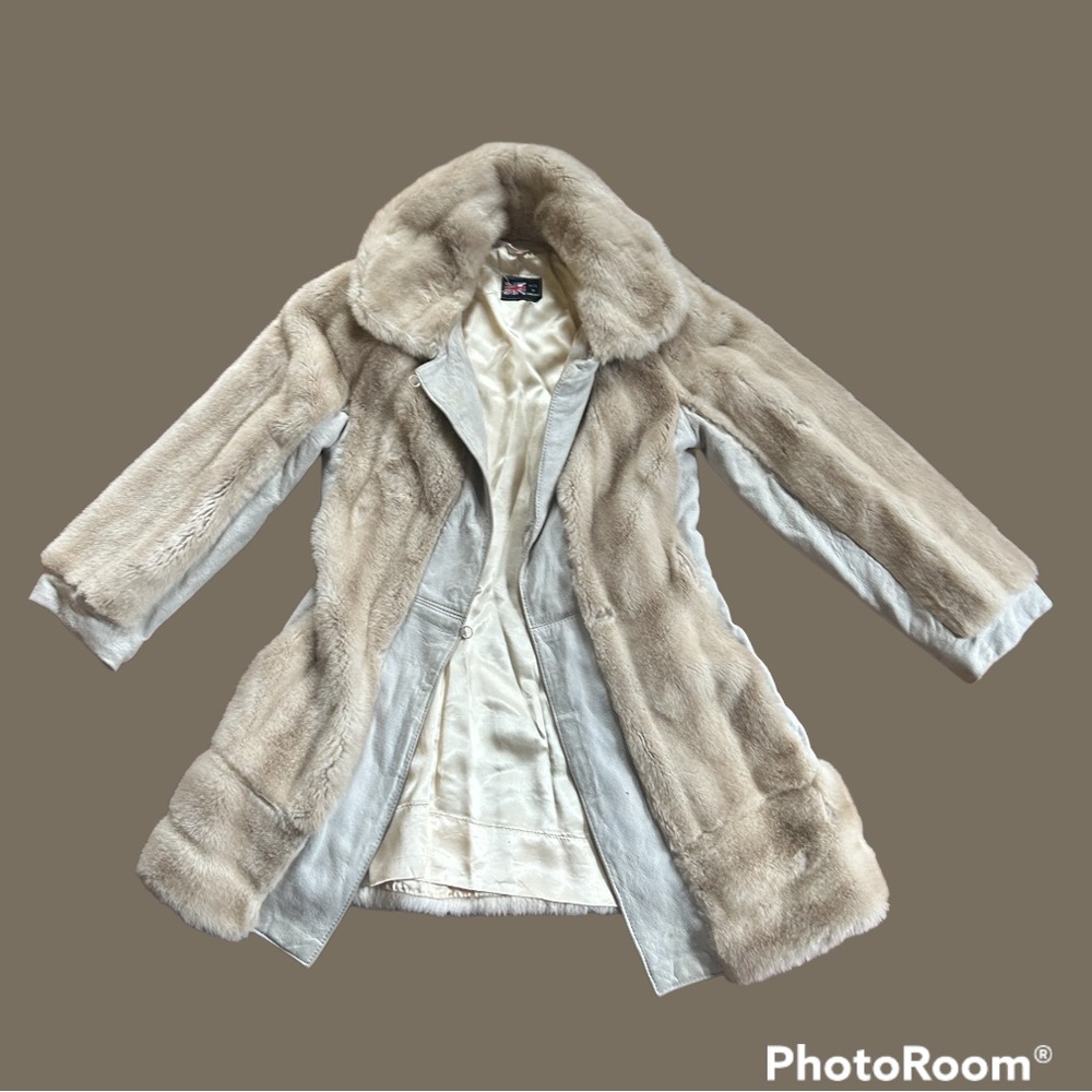 Vintage faux fur and leather coat S